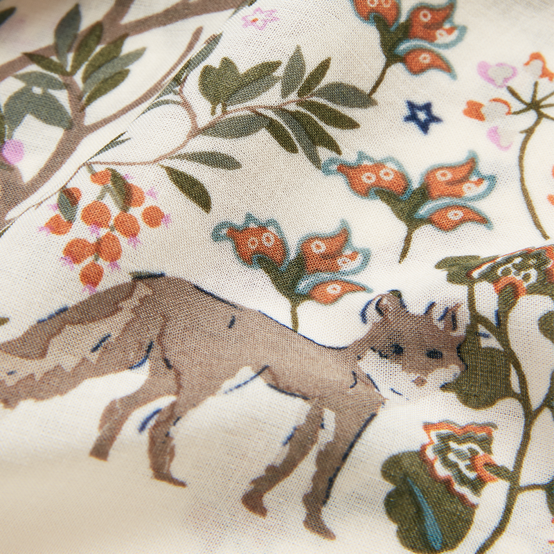 Joules Women's Middleton Printed Scarf - Creme Woodland-2